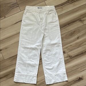Zara White Flare Wide Leg Cropped Jeans